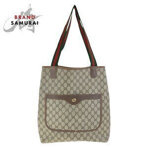 GUCCI Sherry Line Interlocking Brown GG Supreme Canvas Leather Tote Shoulder Bag